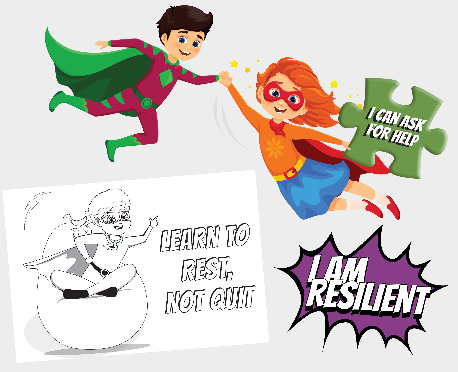 NPLM Superhero and Comic Book Affirmation Graphics